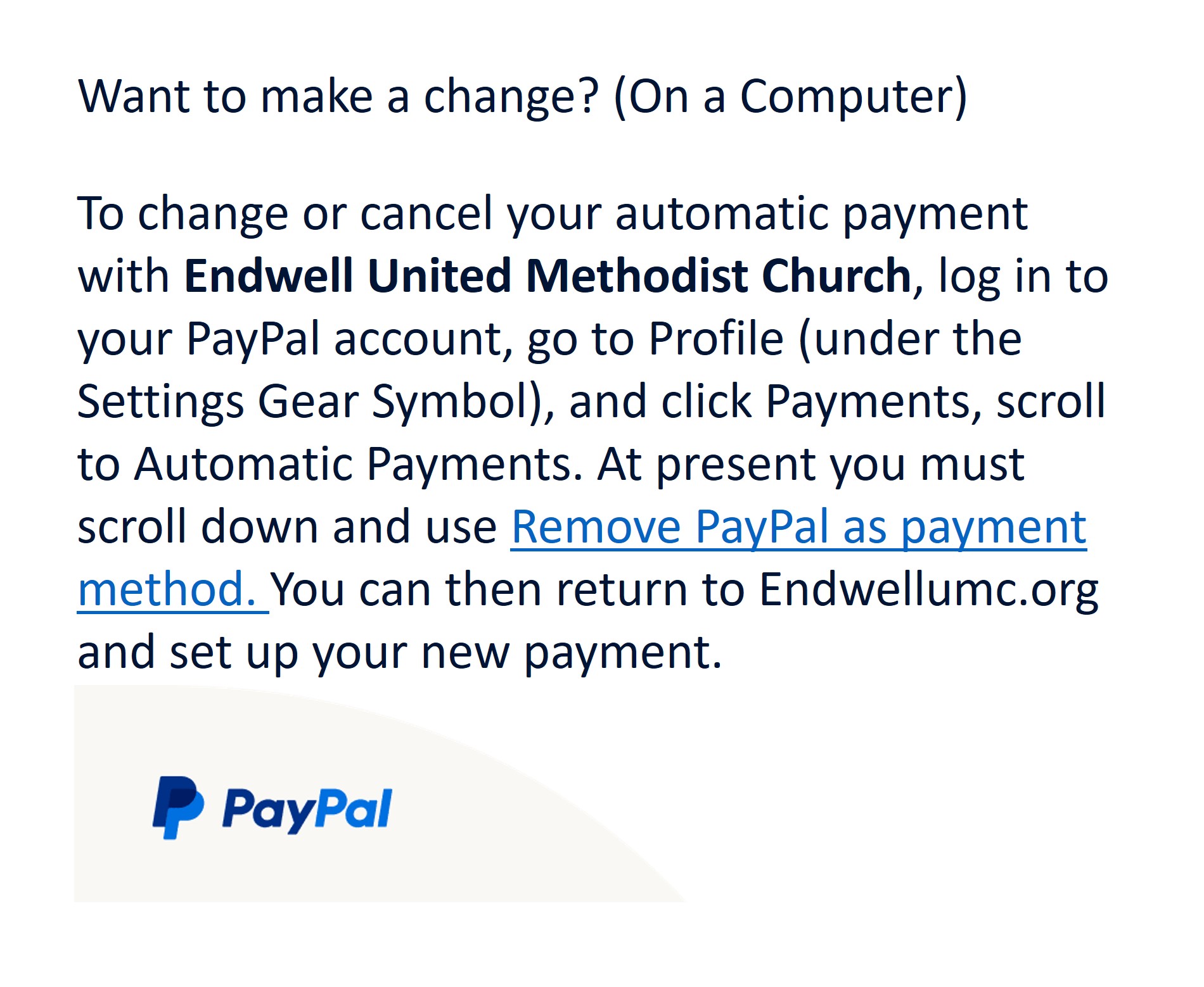 PayPal Change Instructions
